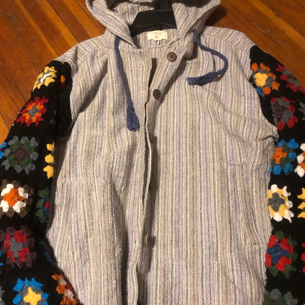 Lakhays Granny Square crochet sleeve jacket hooded